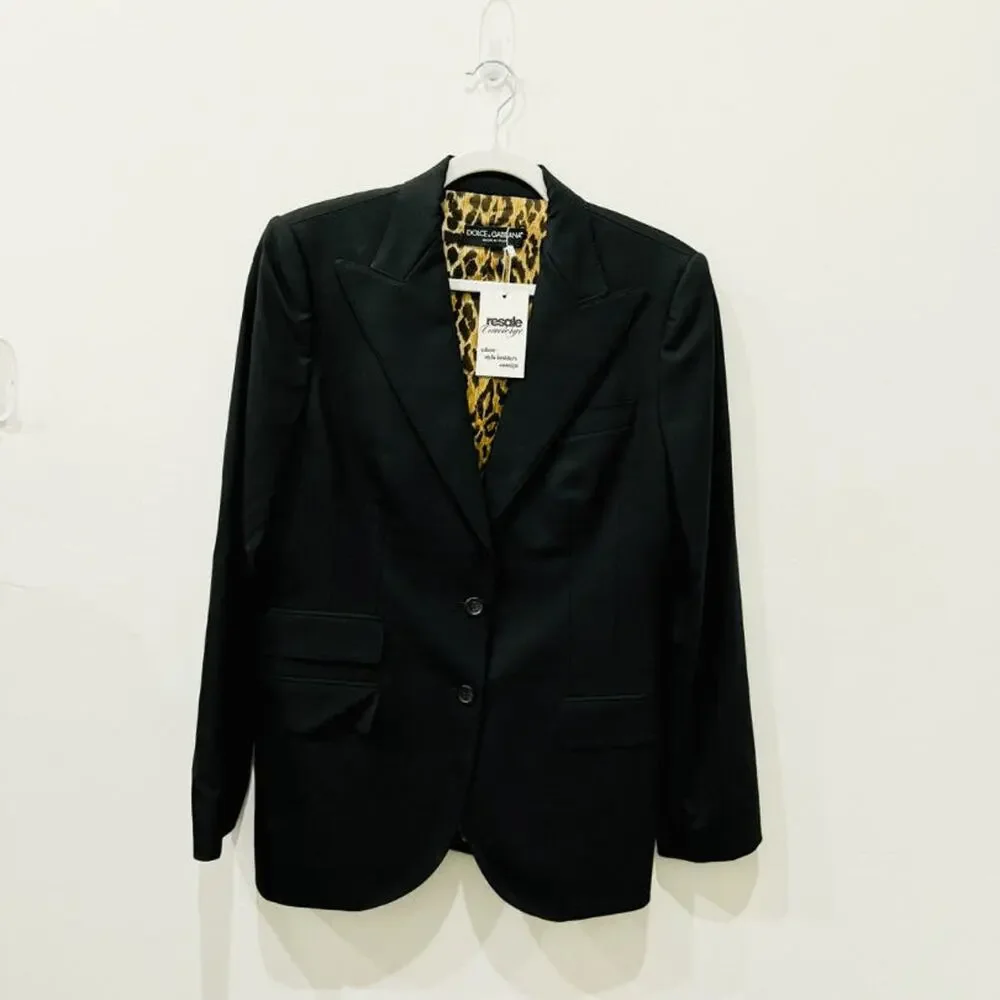 Dolce & Gabbana Turlington Virgin Wool Single-Breasted Blazer Black 46 IT/US 10 - Picture 3 of 6